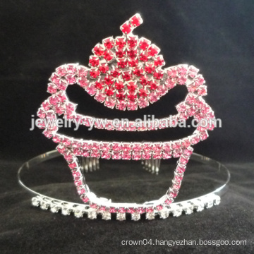 fashion metal silver plating full crystal pageant hoop head crown happy birthday tiara